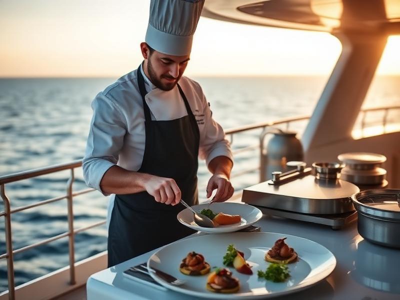 Food and Menu Ideas for Yacht Charter Miami what food to serve on a yacht in miami with chef preparing fresh dishes onboard