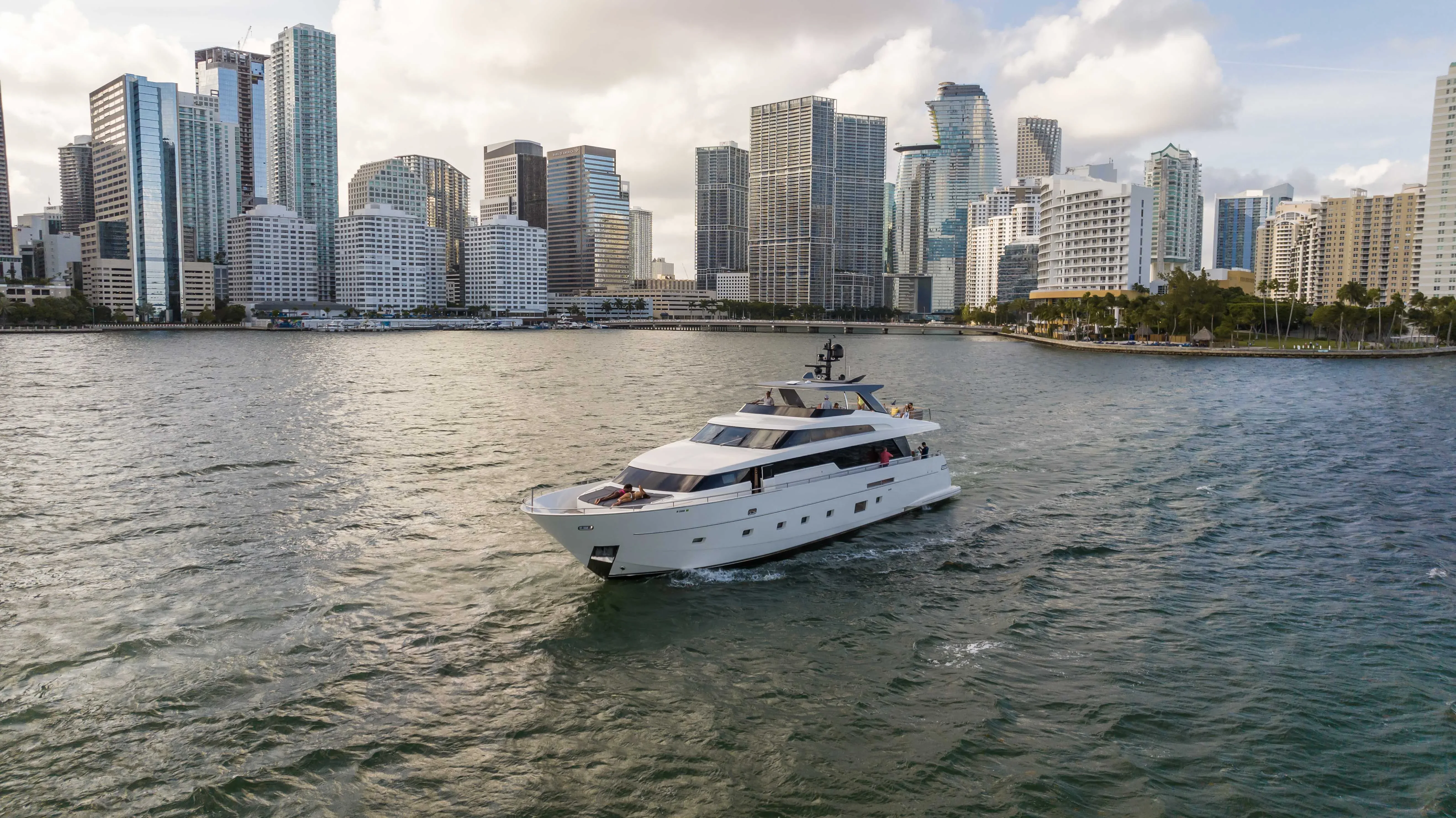 Art Basel yacht party Miami Beach and Biscayne Bay aerial view