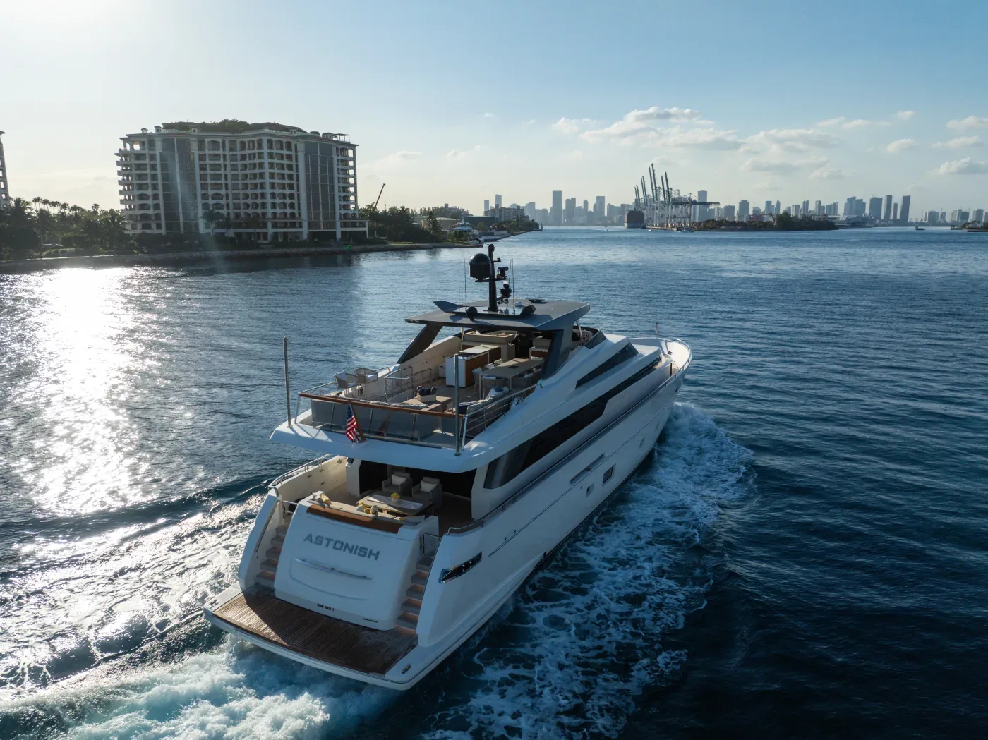 Star Island and Miami skyline yacht charter on Biscayne Bay