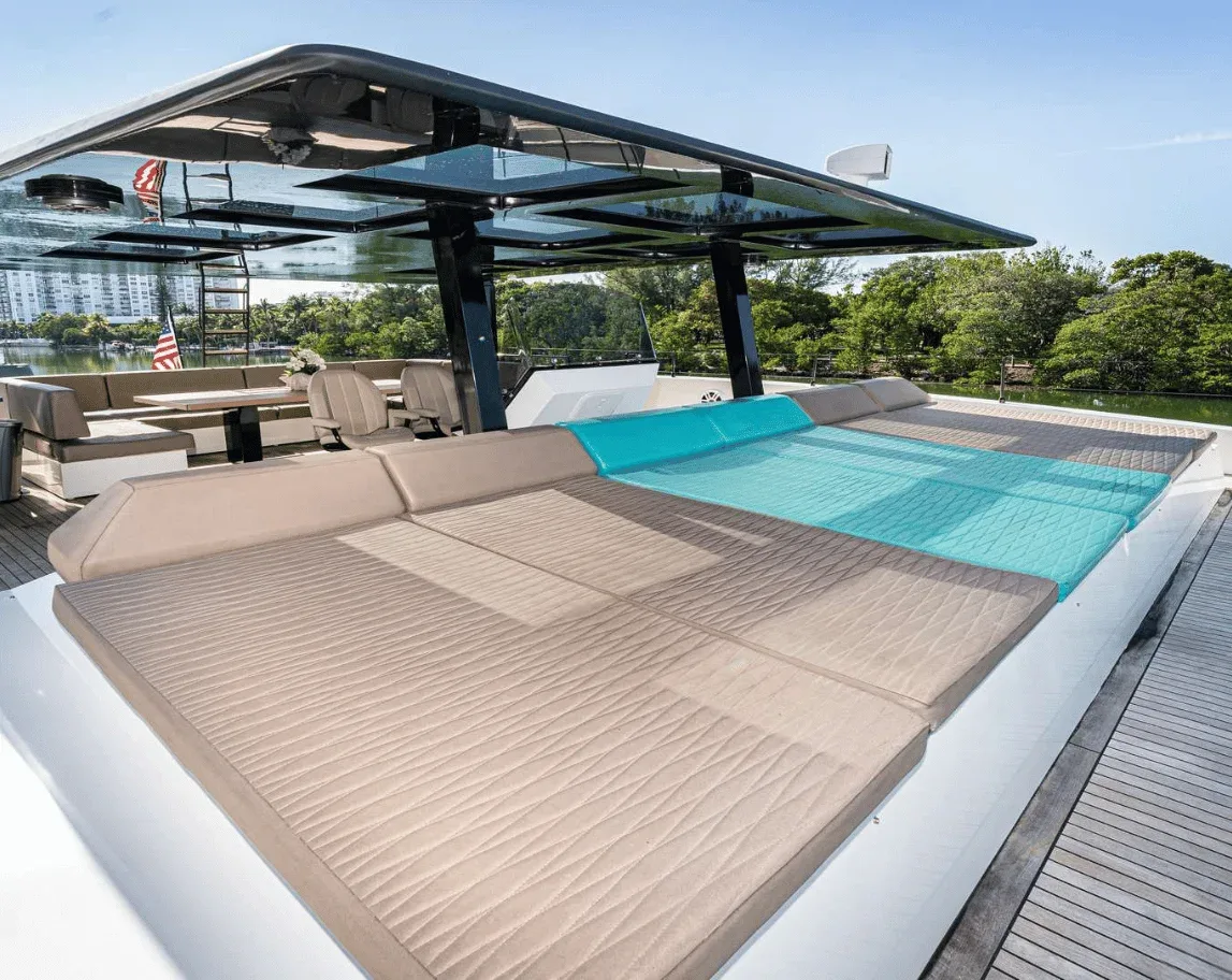 Miami catamaran rental deck and bow nets
