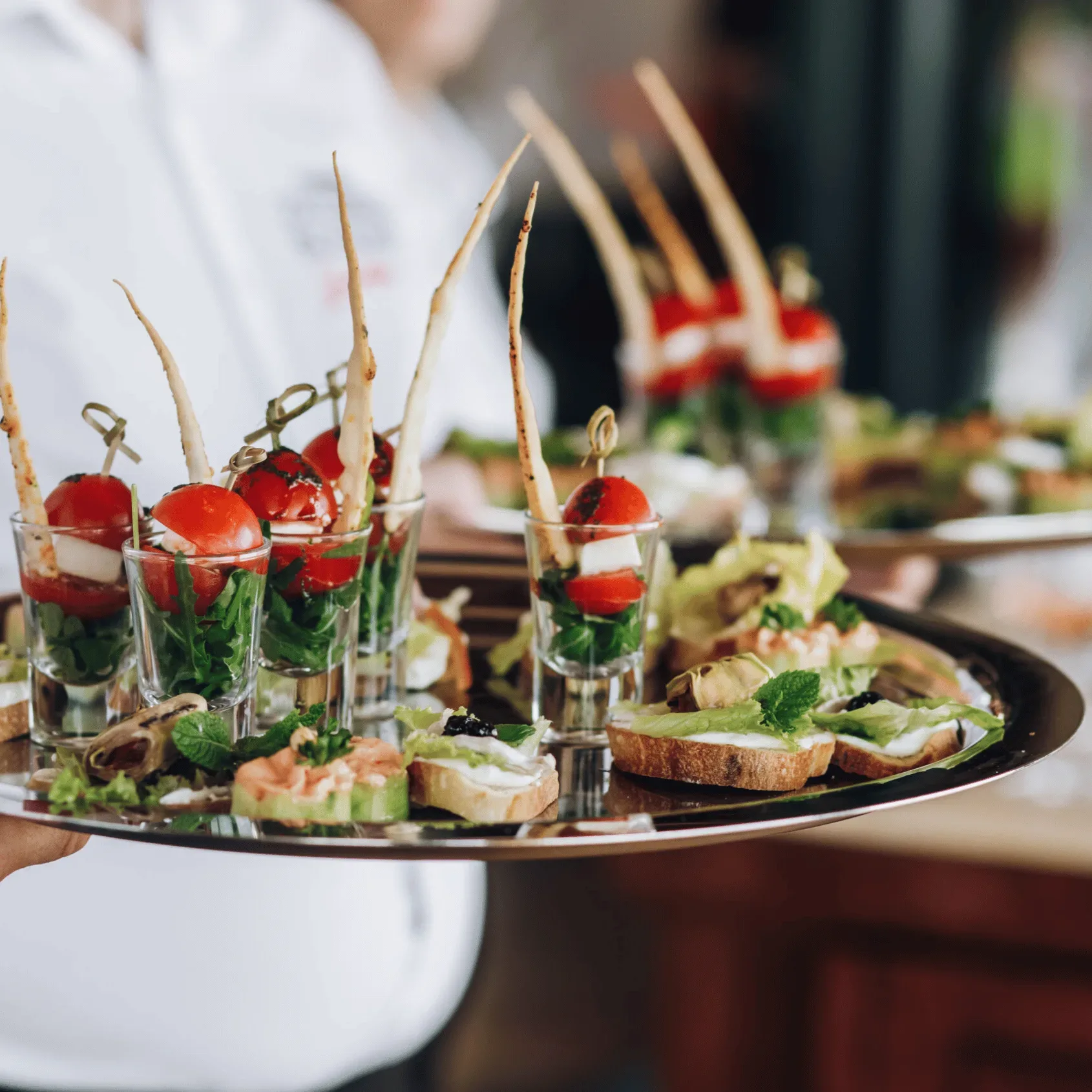 Canapés and appetizers served on yacht