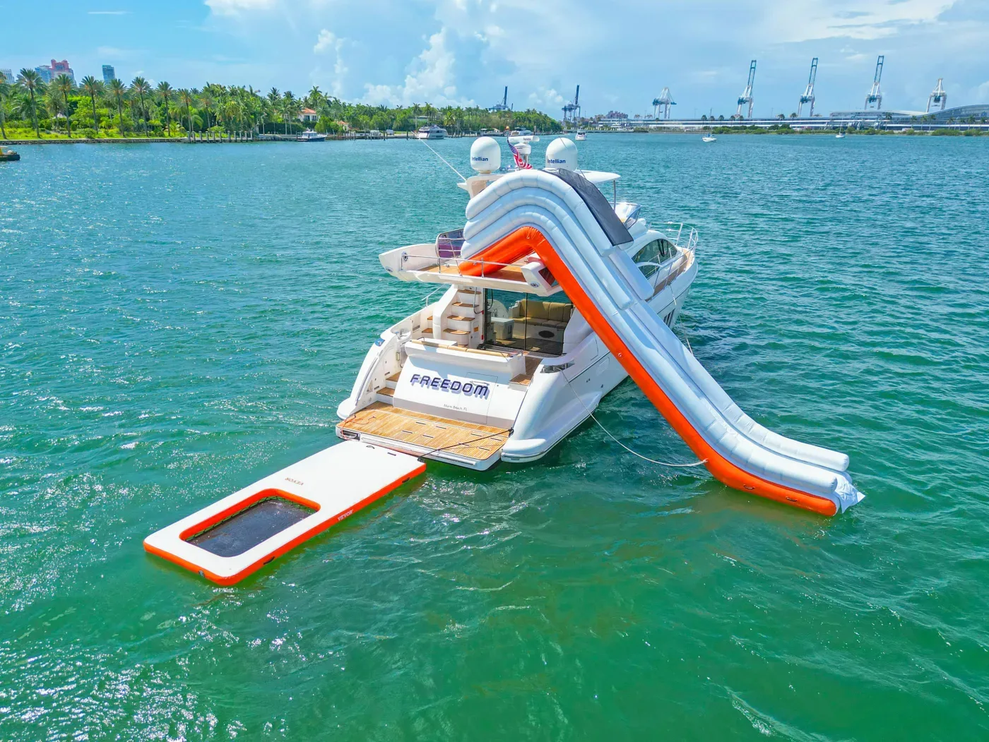 Doral boat rental birthday bachelorette yacht party Biscayne Bay Miami