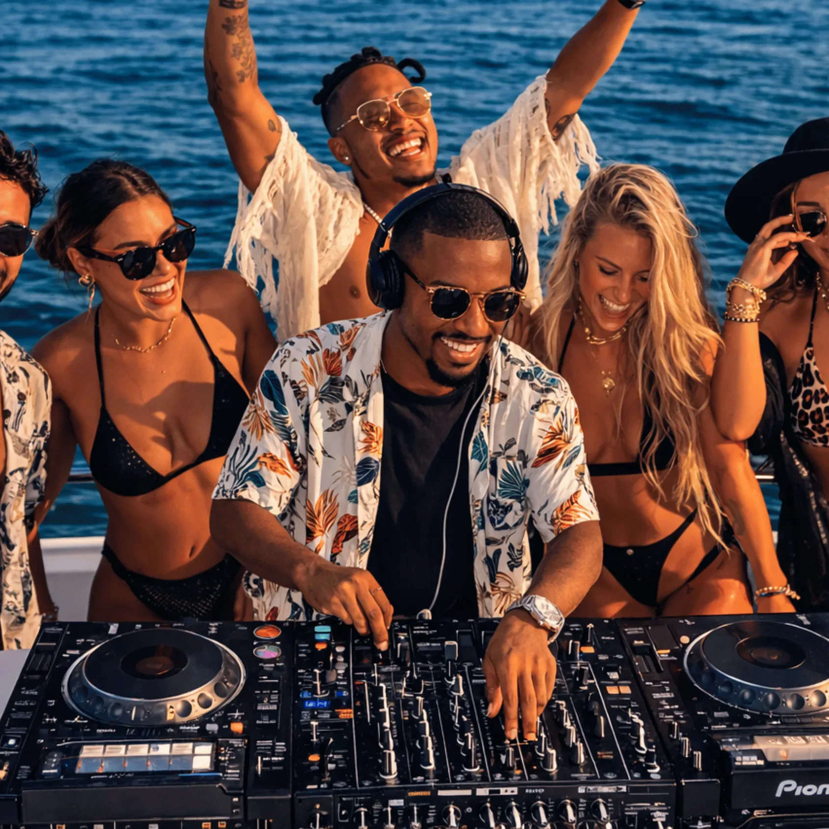 Nixon Sandbar Miami private DJ music sandbar boat party charter