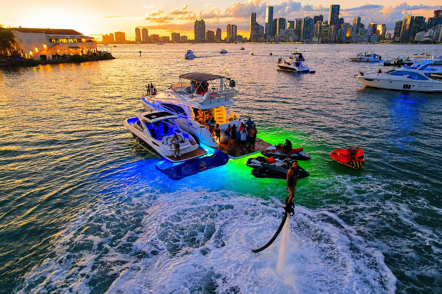 Private yacht on Biscayne Bay for New Year's Eve Miami midnight fireworks viewing