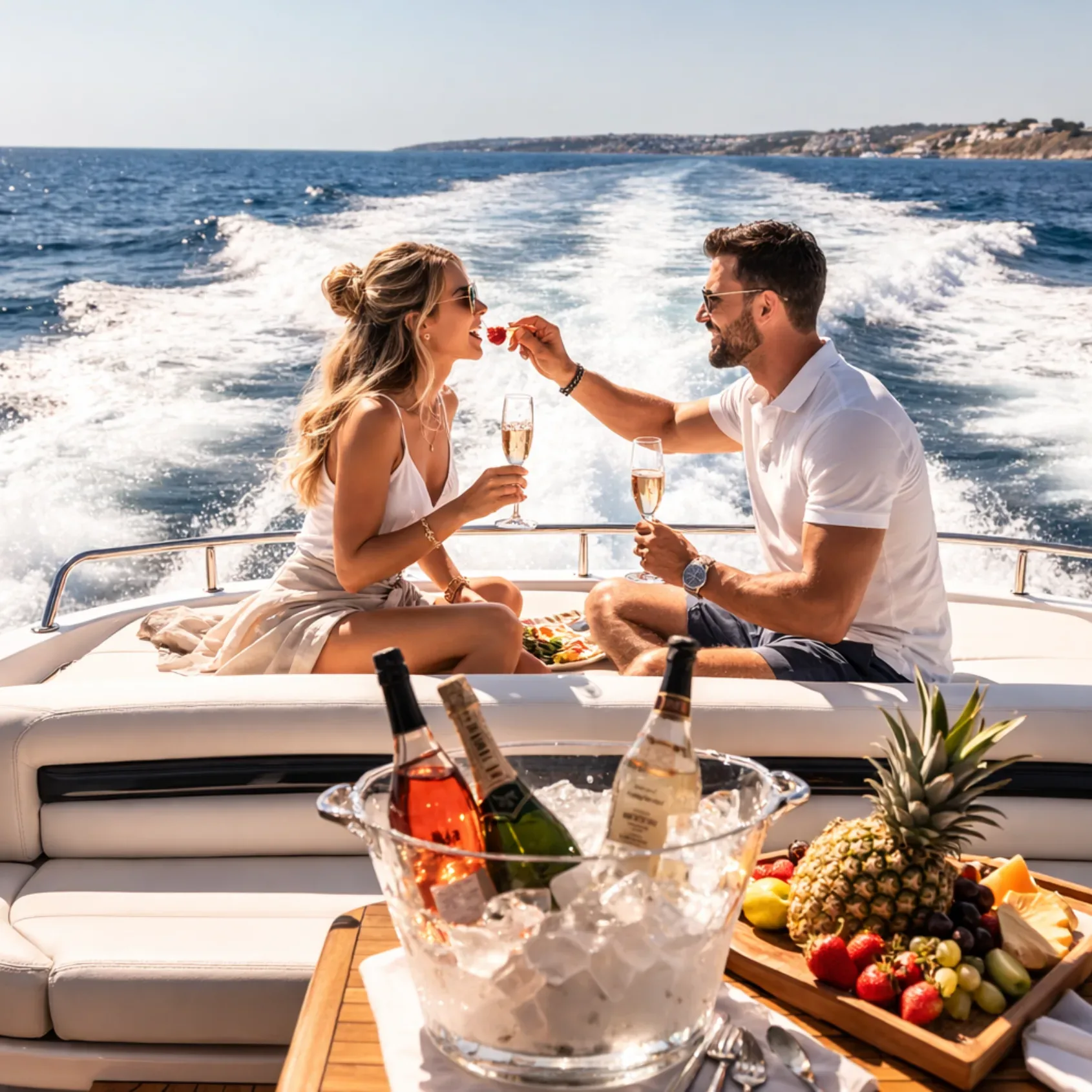 Romantic Valentine's Day yacht rental Miami private charter on Biscayne Bay