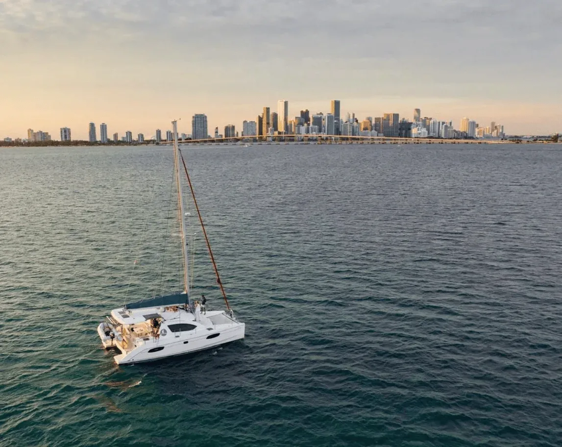 Sailing charter miami, deck view on open water